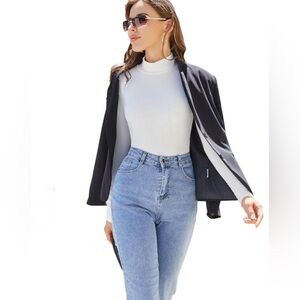 White Long Sleeve Mockneck Turtleneck Top Size Small